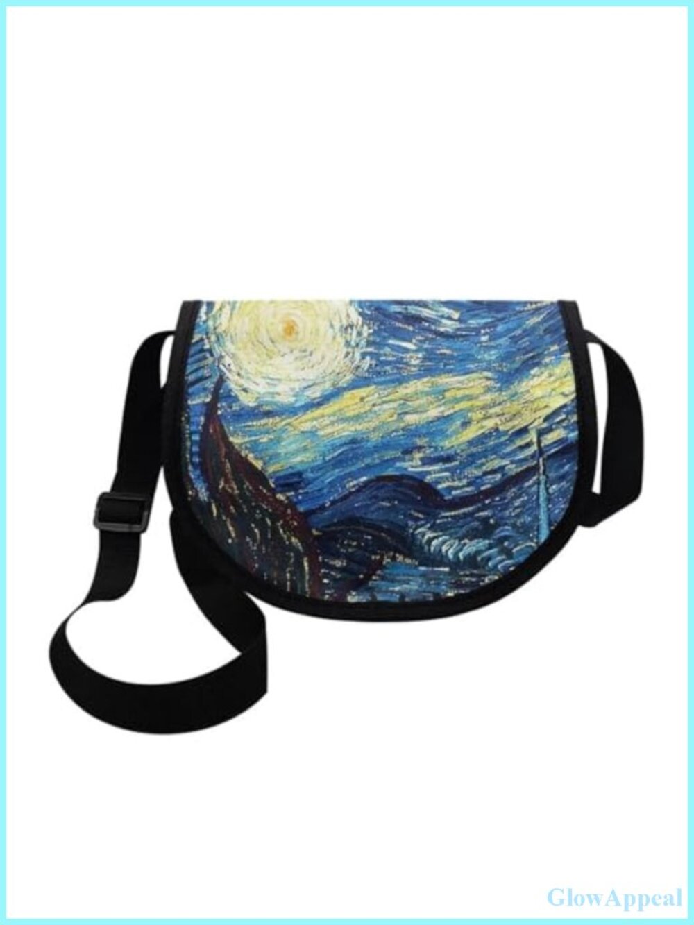 Small Semicircle Crossbody Bag Polyester Messenger Purse Adjustable Strap